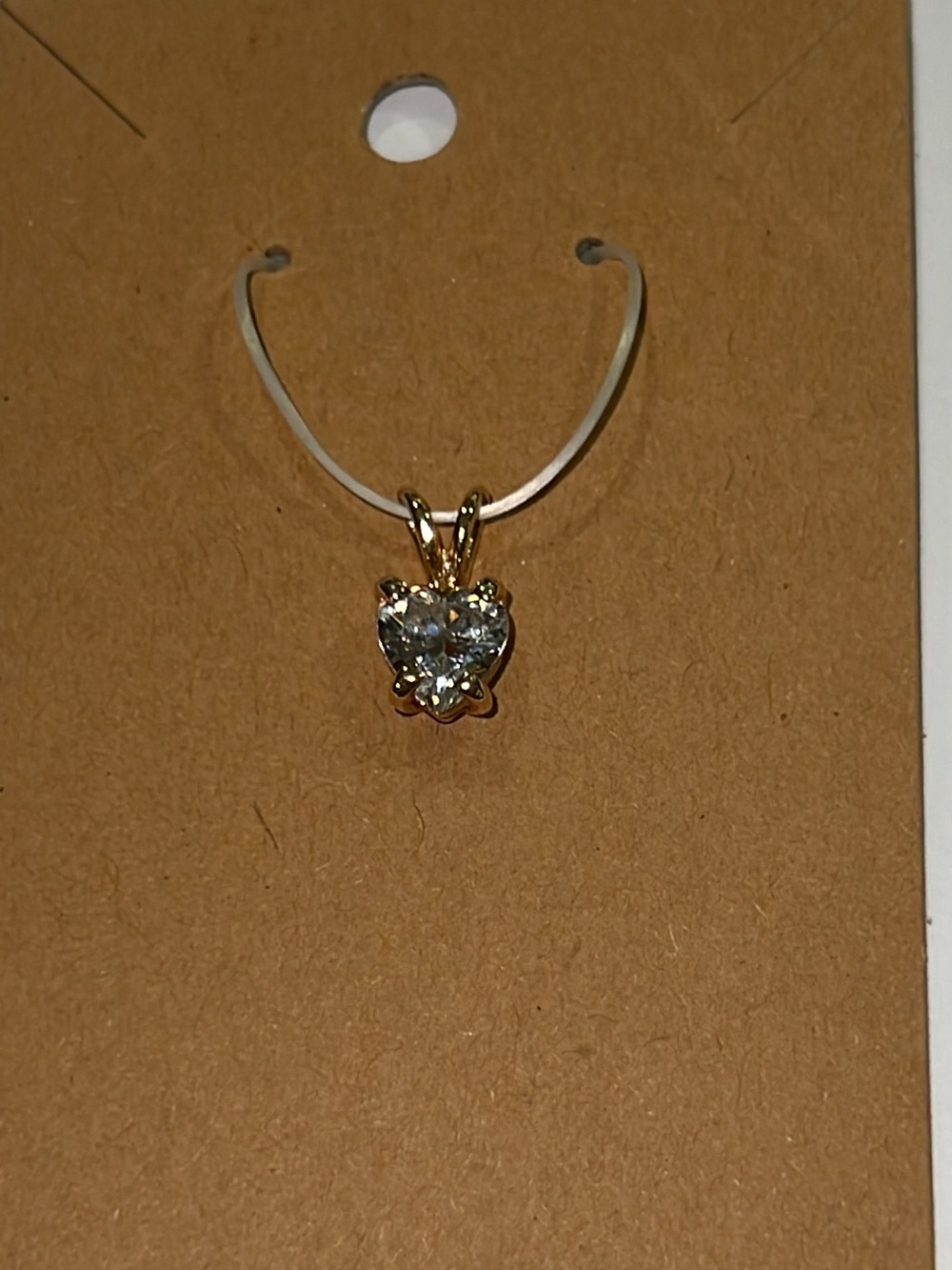 Gold-Tone Heart Crystal Pendant - Excellent Condition